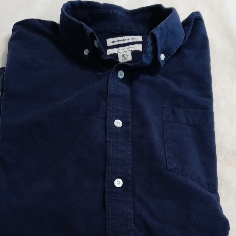Amazon Essentials Dark Blue Casual Button-Down Shirt
